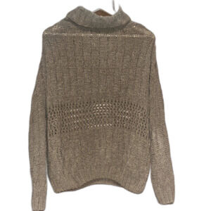 Miss Me Women's M Olive Green Chunky Crochet Knit Turtle Neck Sweater